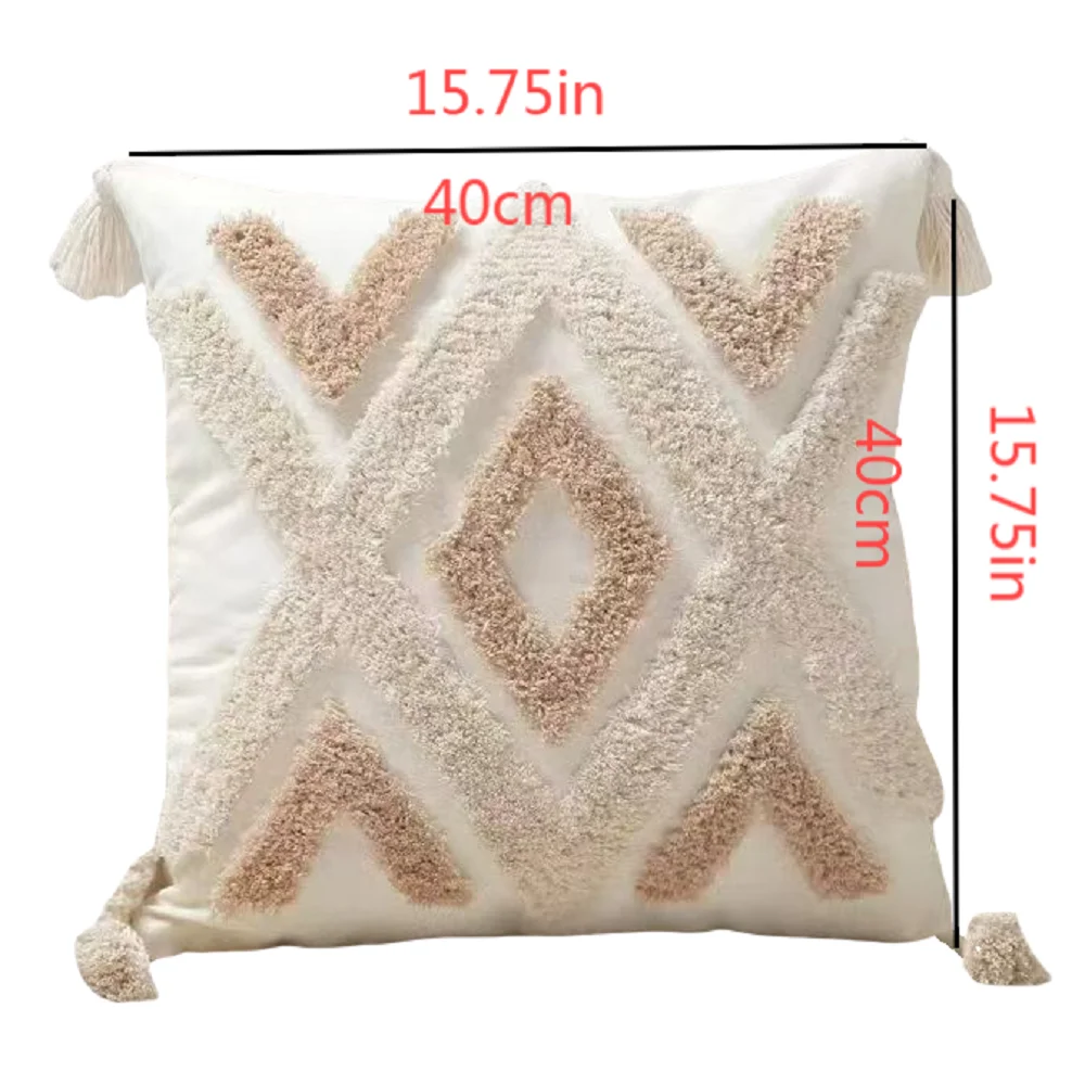 Ins Nordic Böhmischen Stil Geometrische Plüsch Kissenbezüge Hause Dekorative Kissen Mit Quaste Taille Kissen Kissenbezüge – Detail 6