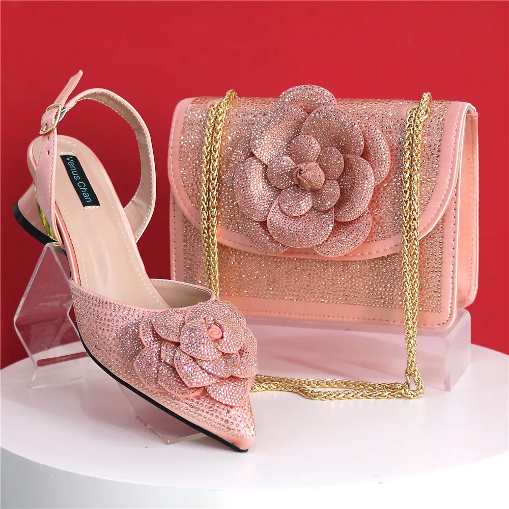 Spitze Spitze neuesten bunten Pailletten und Diamant Schmetterling Design Damenschuhe und Taschen Set schwarze Farbe – Detail 10