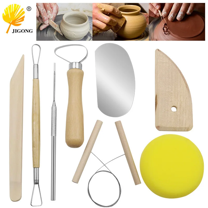 8-Piece pottery clay tool set, wood pottery clay sculpture carving tool, beginner DIY production modeling carving