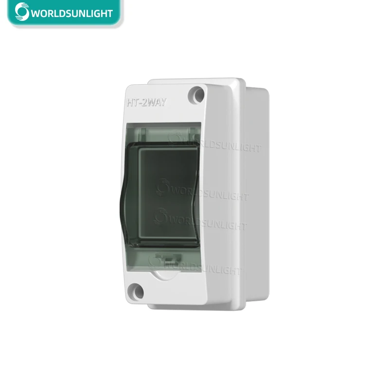 1pcs HT Series 2 Ways Plastic Distribution Box Waterproof MCB Box Panel Mounted Distribution Box ABS + PC Plastic