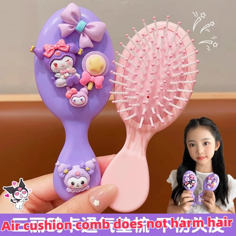 Hello Kitty Kawaii Cartoon Air Cushion Comb Cute Sanrio Kuromi Cinnamoroll Anime Doll Girl Heart Portable Comb ChristmasGifts