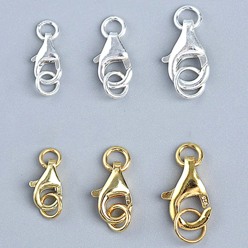 Fermoirs à homard en argent Sterling 925 véritable, 2 pièces, 4 pièces, anneaux de saut pour bricolage, Bracelets, colliers, accessoires, résultats de fabrication de bijoux