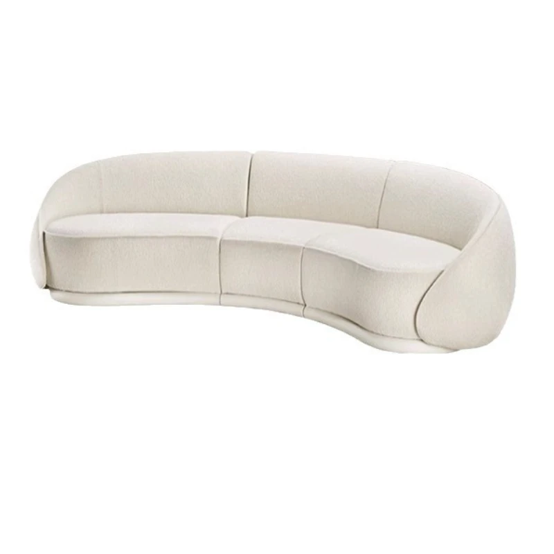 

Nordic Italian wabi style living room moon technology cloth lamb wool Internet celebrity half arc light luxury