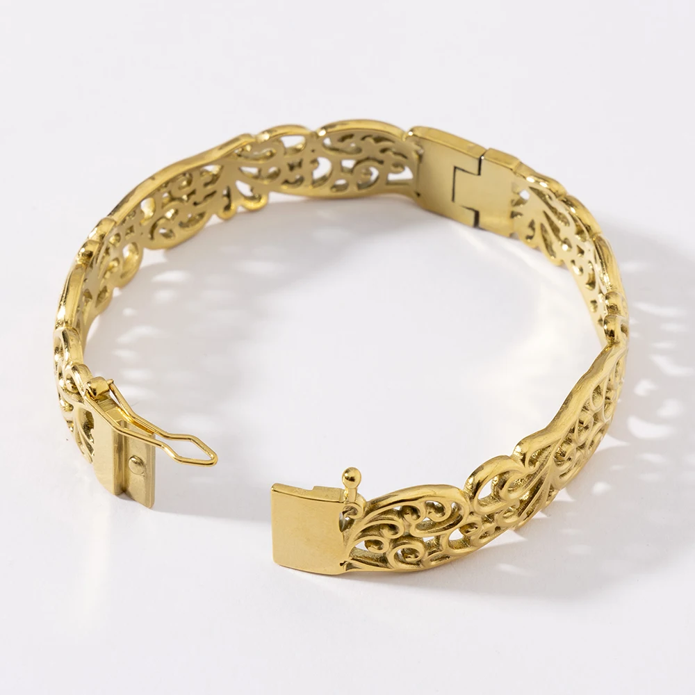 LUIZADA Vintage vergoldetes Armband für Frauen, Edelstahl, Luxus-Armreif für afrikanische Hochzeit, neue exquisite Braut, Verlobung – Detail 8