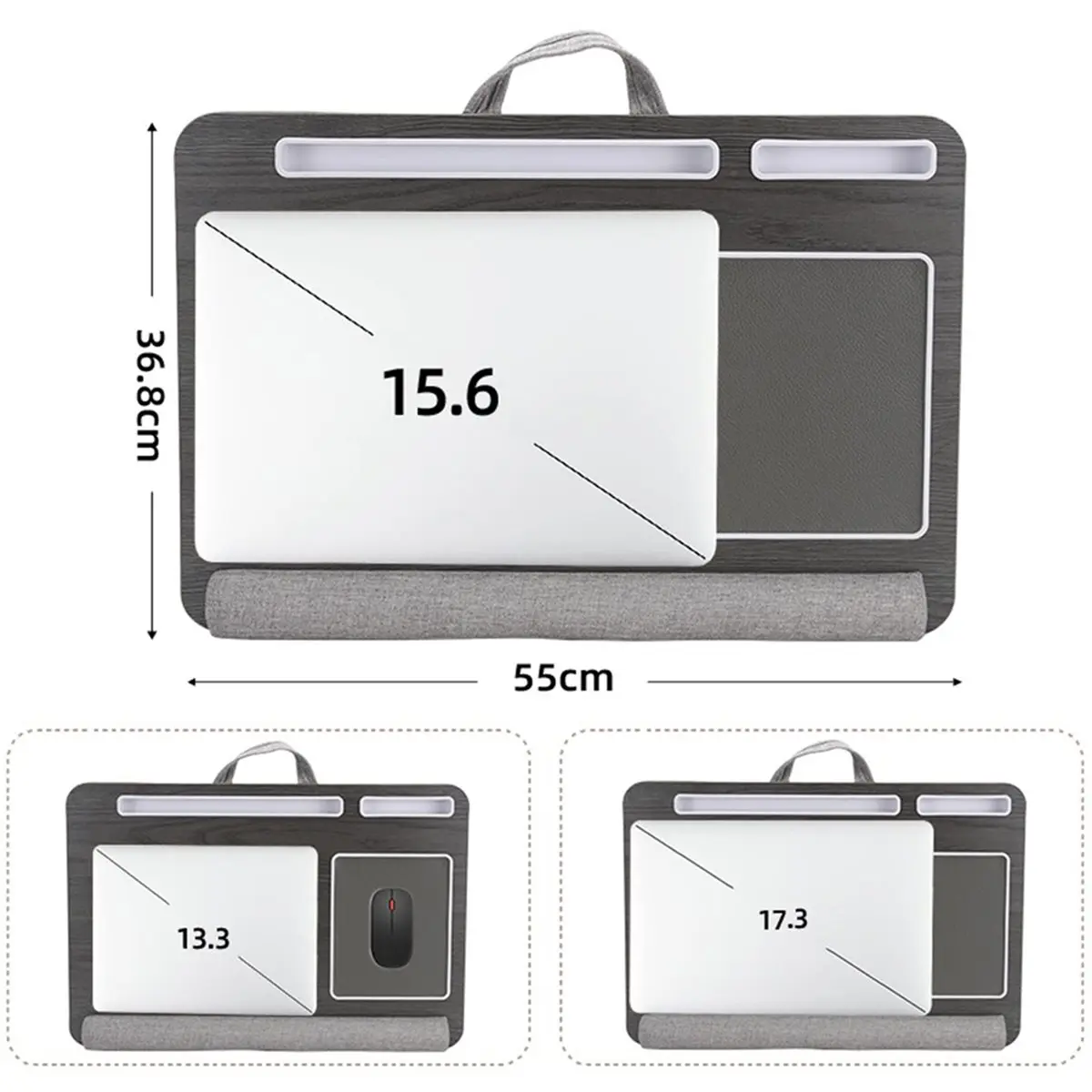 

(A12R] Purpose Laptop Desk Leg Table Design of Double Groove Anti Slip Bar Embedded Mouse Pad Use with Sofa Bedroom Portable