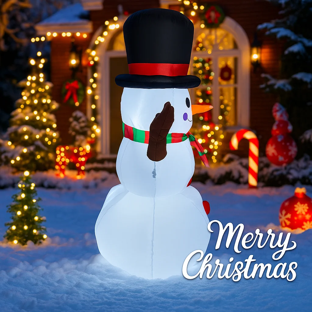 5.2FT LED نفخ عيد الميلاد ساحة ديكور ثلج لعبة عيد الميلاد في الهواء الطلق ديكور المنزل حلية احتفالية هدية لوازم عطلة ديكور