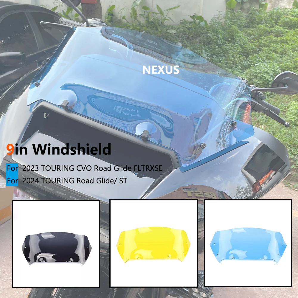 

9" Windshields Motorcycle Accessories Windscreen Wind Deflector For Harley 2023 2024 TOURING CVO 121 117 Road Glide ST FLTRXSE