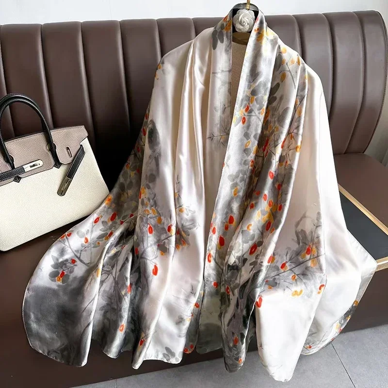 2024 New Spring Scarf Women\'s Luxury Design Scarf Silk Smooth Scarf Soft Muslim Headband Shawl Beach 85x180CM