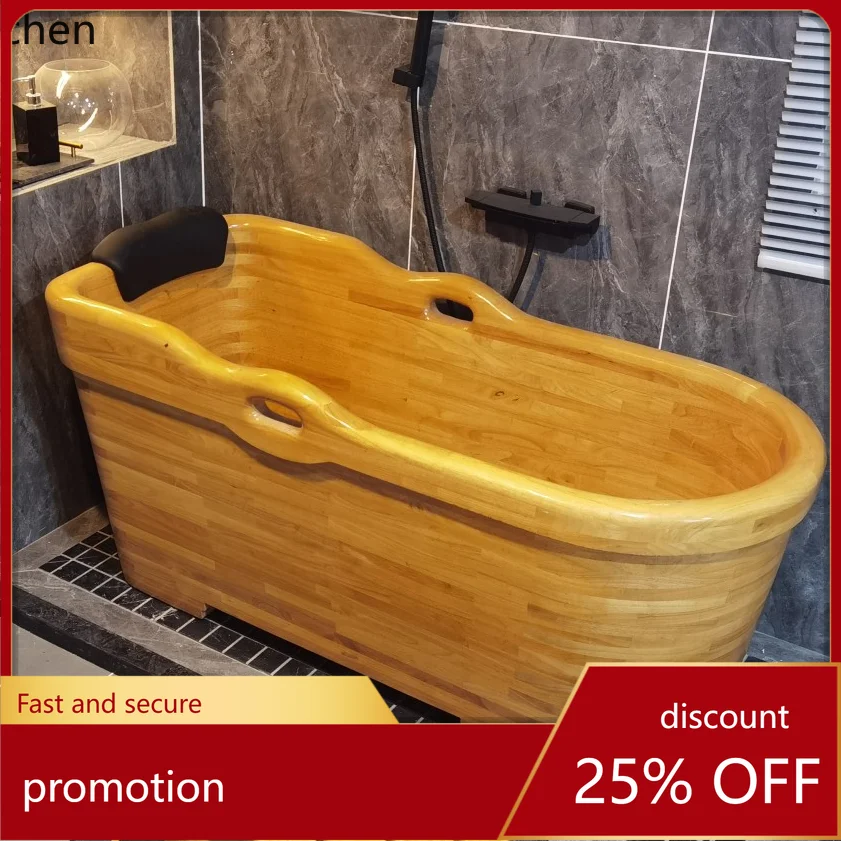 HT Bath Shower Beauty Salon Wooden Bath Bucket Bathroom Sitting Soaking Bath Tub