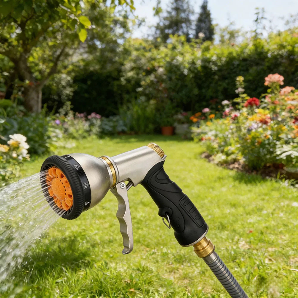 Car Wash Spray Head Handheld Showerhead Garden Watering Shock-resistant Design Rubberized Handle Non-slip Grip For Garden Hose