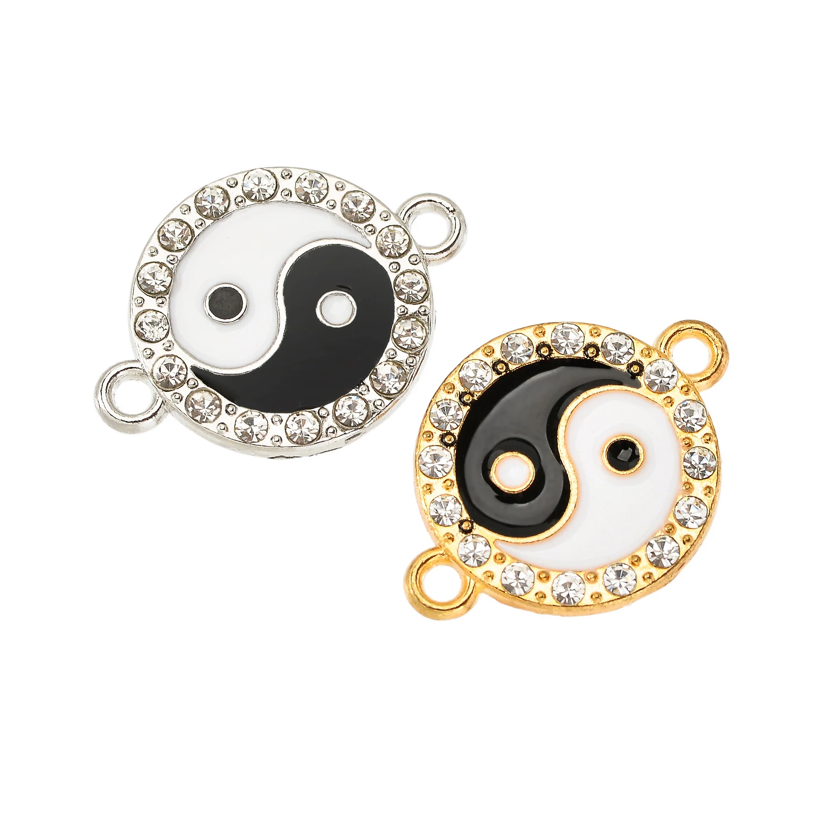 10Pcs Black and White Enamel Yin-yang Taiji Bagua Connector Charm for Women's Bracelet Keychain Handmade DIY Jewelry Accessories