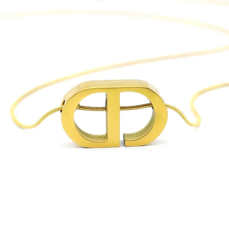 

Stainless Steel Jewelry Titanium Steel CD Letter Necklace Female Personality Hip Hop Collarbone Chain