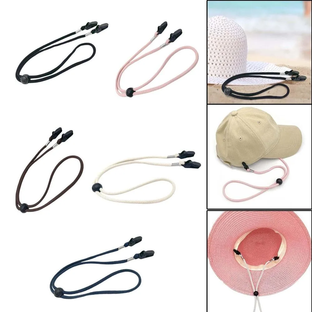 4pcs Quality Mask Lanyard Hat Retainer Anti-lost Elastic Hat Chin Cord Adjustable Hook Clips Hat Wind Rope Sun Hat