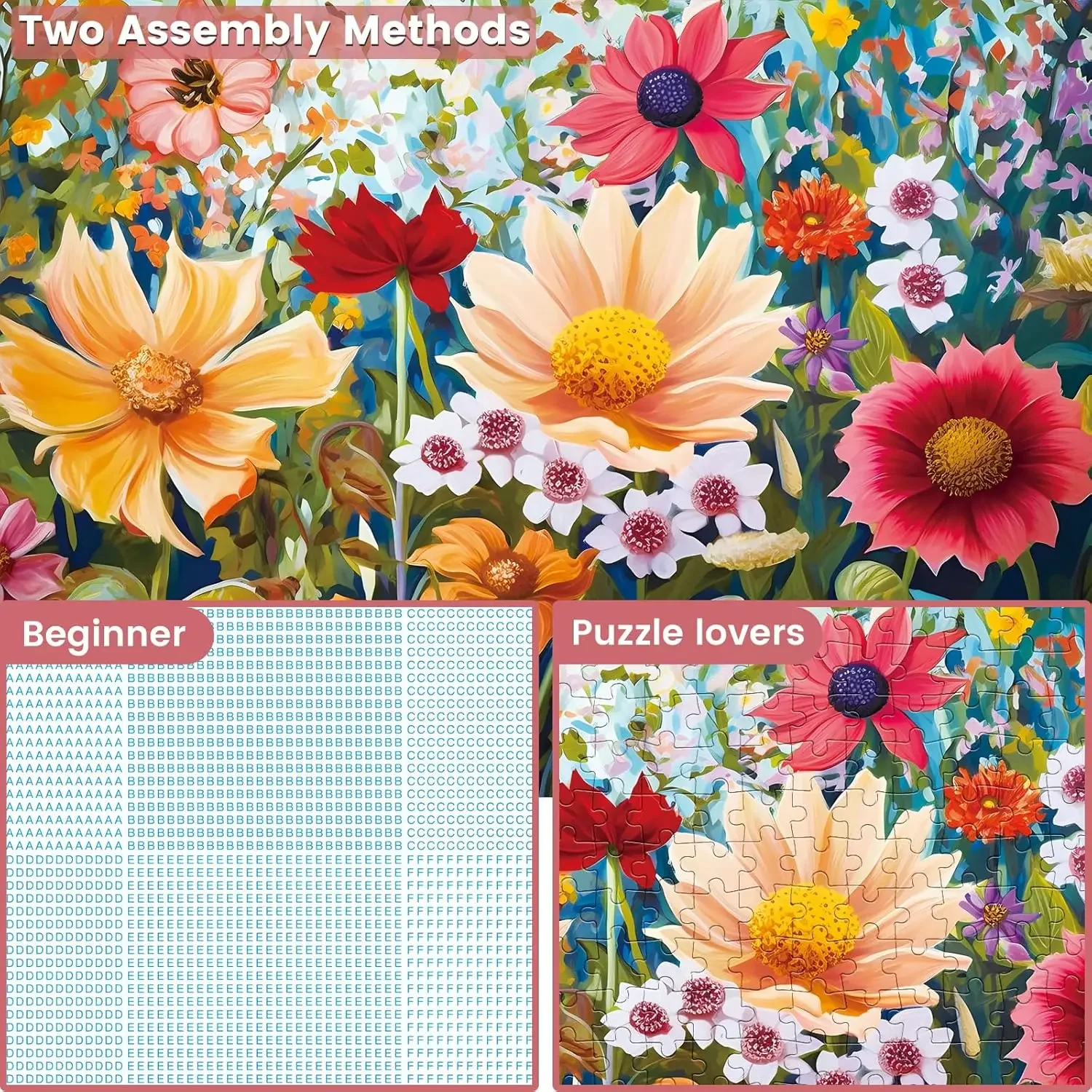 Flower Wooden Puzzle 1000/500/300 Pieces for Adult Jigsaw Puzzle Bedroom Gameroom Livingroom Home Party Decor Birthday Gift