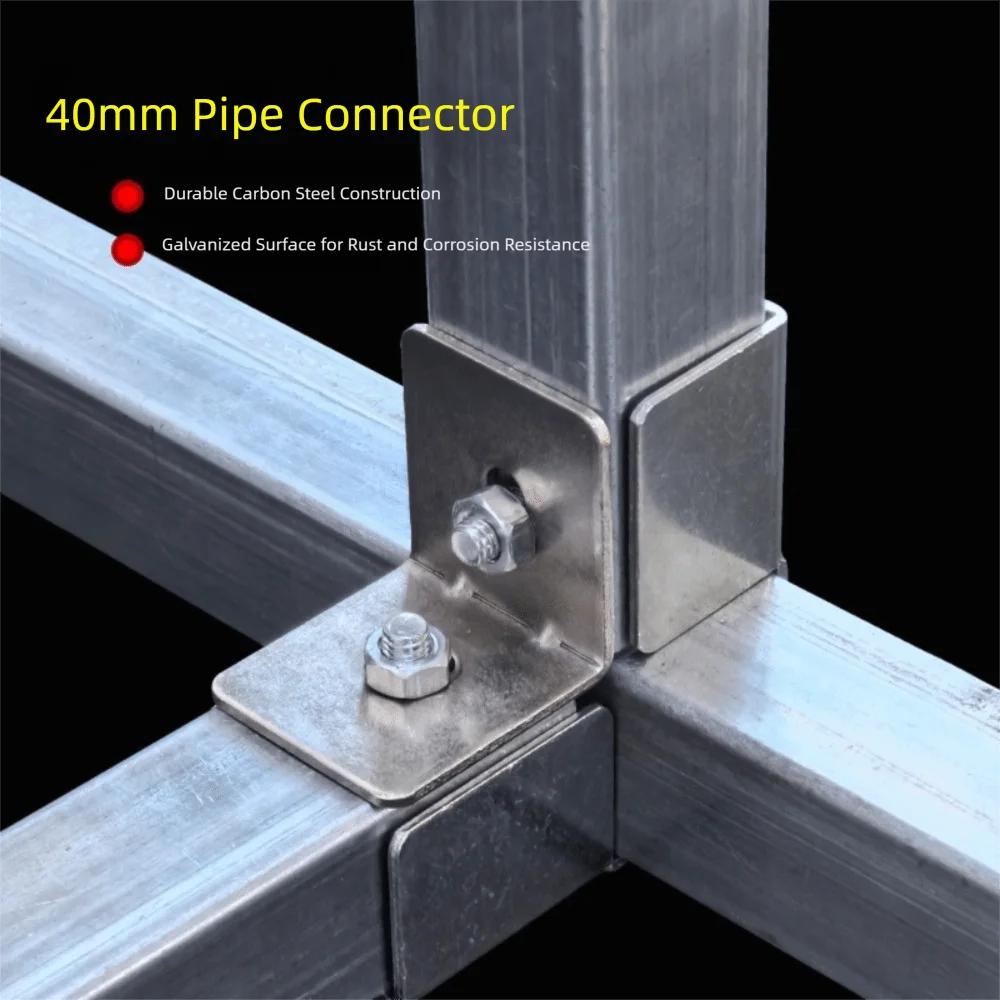 

40*40 мм квадратный соединитель для трубки, беспаечная оцинкованная труба, фиксированное соединение, фиксированный зажим для труб, соединитель из углеродистой стали, стальной соединитель