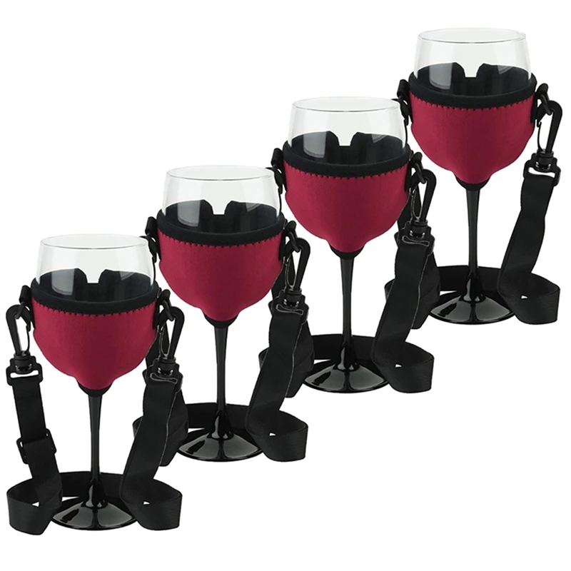 4PCS Portable Wine Glass Holder Strap Wine Sling Yoke Glass Holder Support Neck Strap For Birthday Cocktail Tools