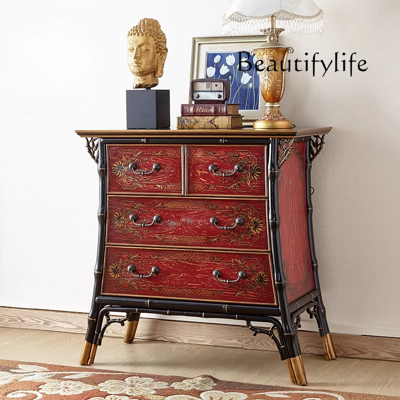 

Mobile da ingresso rurale americano in legno massello retrò a quattro secchi nuovo armadio decorativo per riporre la casa con di