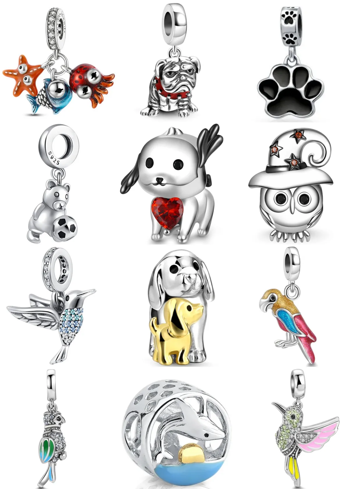 2024 Newest Bird Dog Lovely Animals Dangle Charm Pendant Beads fit Original Pendant Charms Silver 925 Bracelet DIY Women Jewelry