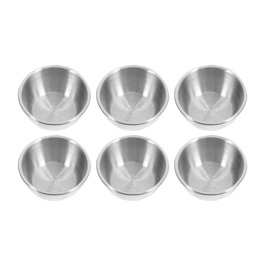 

6pcs Stainless Steel Sauce Cups 70Ml Lightweight Condiment Containers Reusable Dipping Bowls For Sushi Soy Sauce Salad