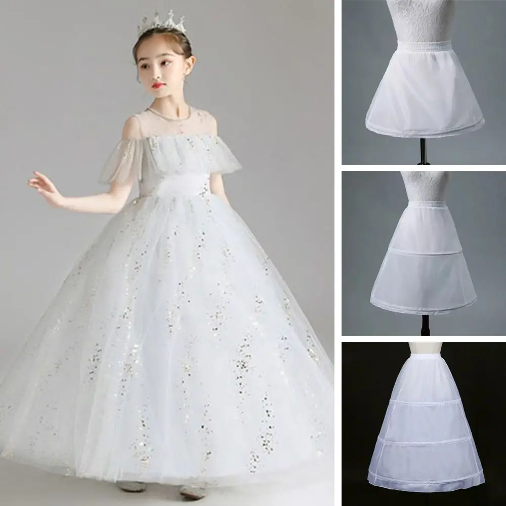 New White Girls Petticoat Crinoline 1/2/3 Hoops Crinoline Skirt Wedding Accessories Children Flower Dress Accessories