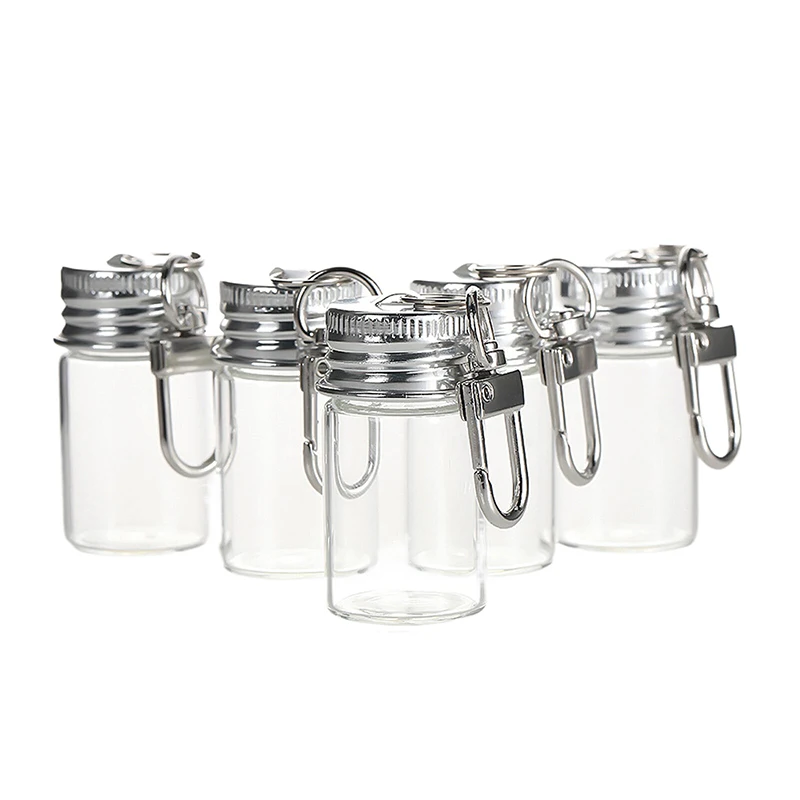 7/10ml Aufbewahrungsflasche mit Liebes-Schlüsselanhänger, transparente Glasflaschen, Aluminiumverschluss, leere Gläser, Flüssigkeitsbehälter, Spender, Deko – Detail 12