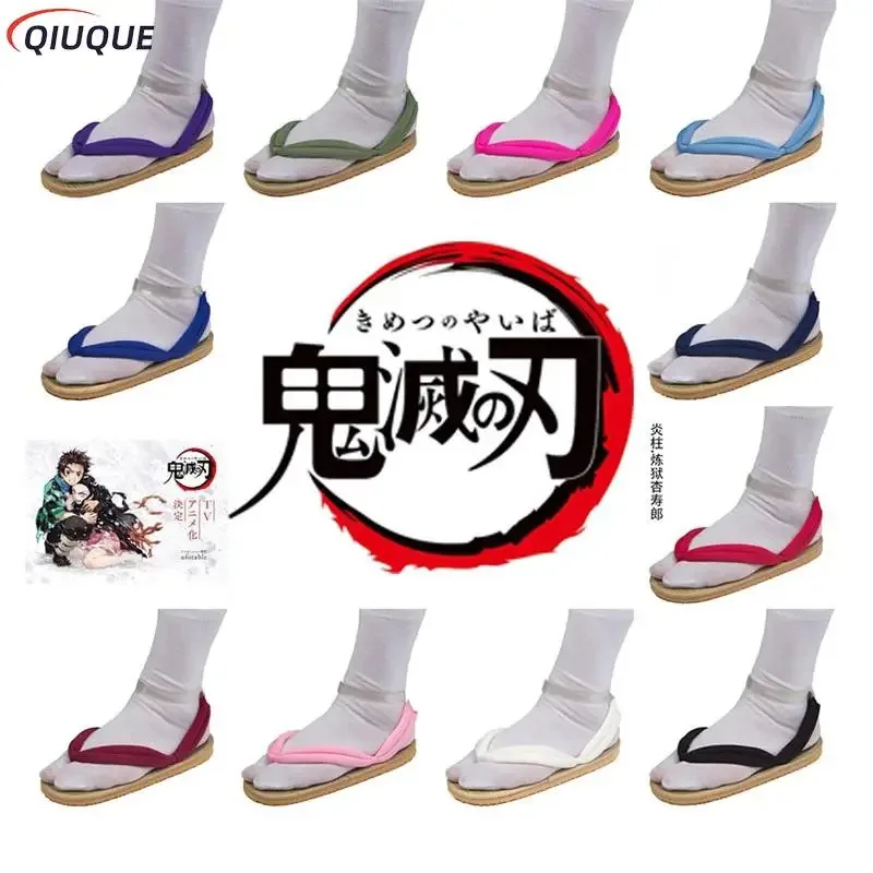 l2025l New Adult / Kids Anime Kamado Nezuko Cosplay Clogs Kimono Flip-flops Geta Slippers Shoes