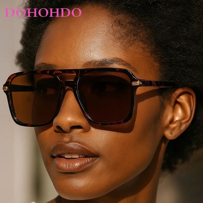 Vintage Double Bridg Square Pilot Rice Nail Women's Sunglasses Fashion Designer Big Frame Sunglass Outdoor Driving Eyewear UV400