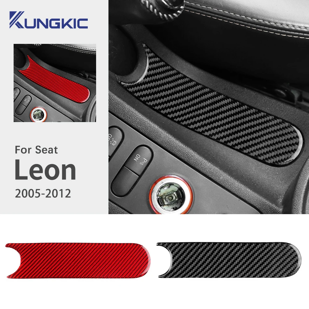 Naklejka z prawdziwego włókna węglowego do Seat Leon MK2 2005 2006 2007 2008 2009 2010 2011 2012, akcesoria do panelu hamulca ręcznego.
