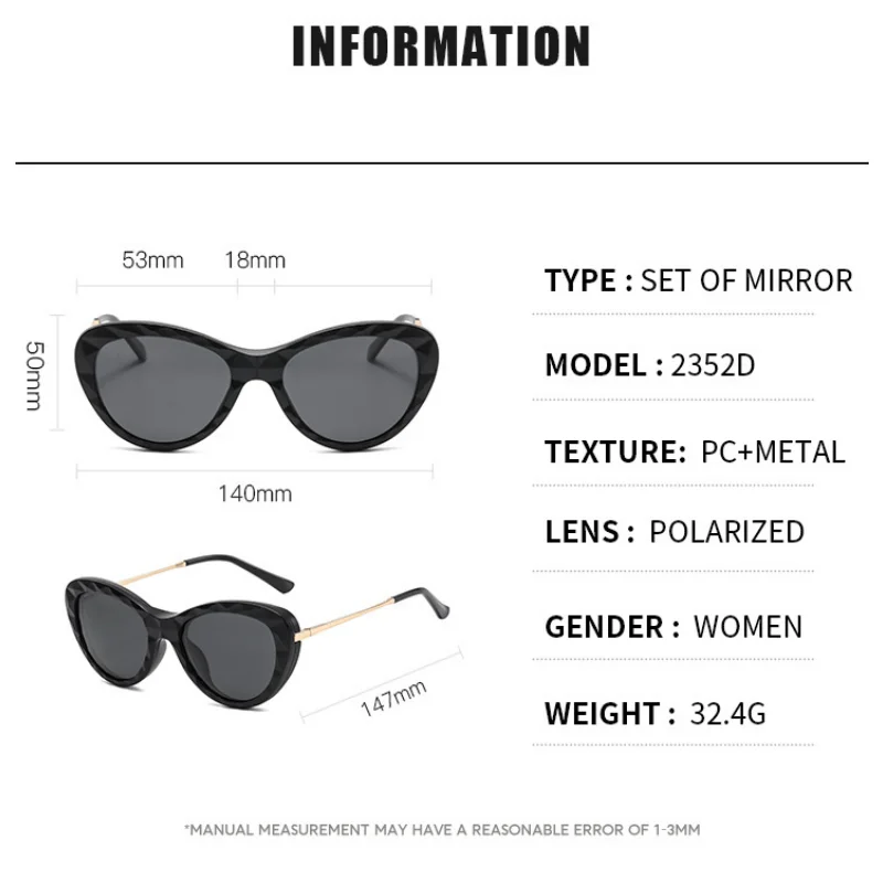 MOMOJA Bingkai Kacamata Clip-On Magnetik Mata Kucing Fashion Kacamata Hitam Terpolarisasi Kacamata Resep Optik Wanita 2352D