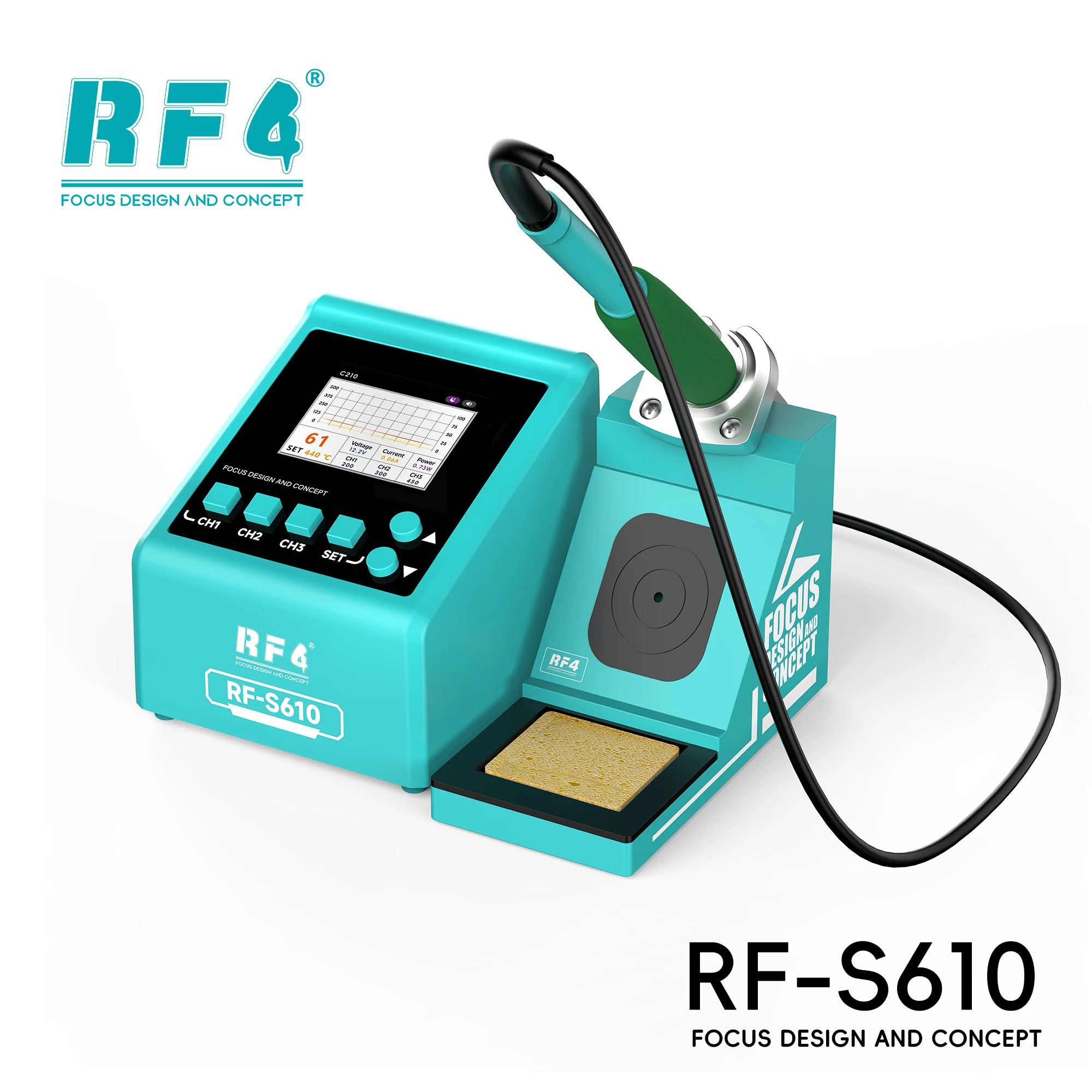 

RF4 RF-S610 Smart Soldering Station with Intelligent Sleep Base for Mobile Phone Repair: Motherboard PCB IC Chip Soldering Tool