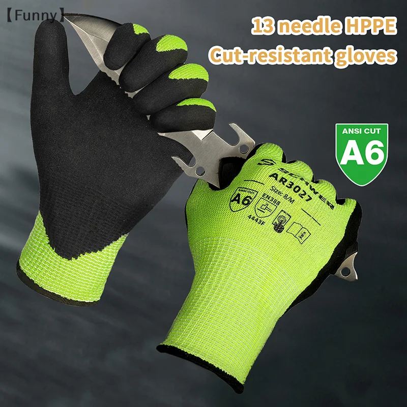 

〔Funny〕1 Pair Non Slip And Wear-resistant Outdoor Protective Gloves Thick A6 Cutting And Stab Resistant Gloves With Steel Wire