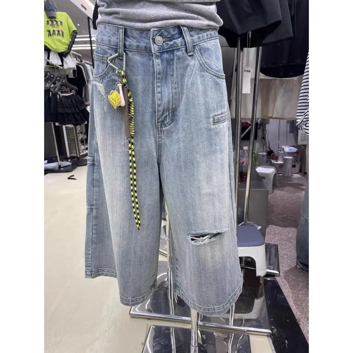 

Ретро джинсы прямого кроя Slim Fit, весна 2026, большие размеры, универсальные, свободные, широкие брюки-кюлоты для подростков