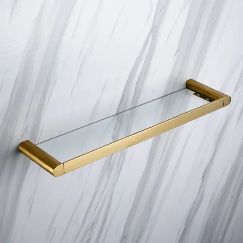 gold brushed gold storage rack, makeup table, glass rack, bathroom hardware, high-end bathroom accessories