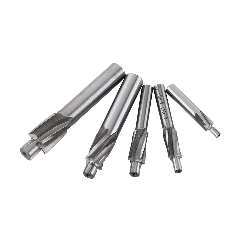 5pcs Countersink Drill Bits Milling Fixed Position Cutter Countersink Router Bits M3-M8 Counterbore End Mill Pilot