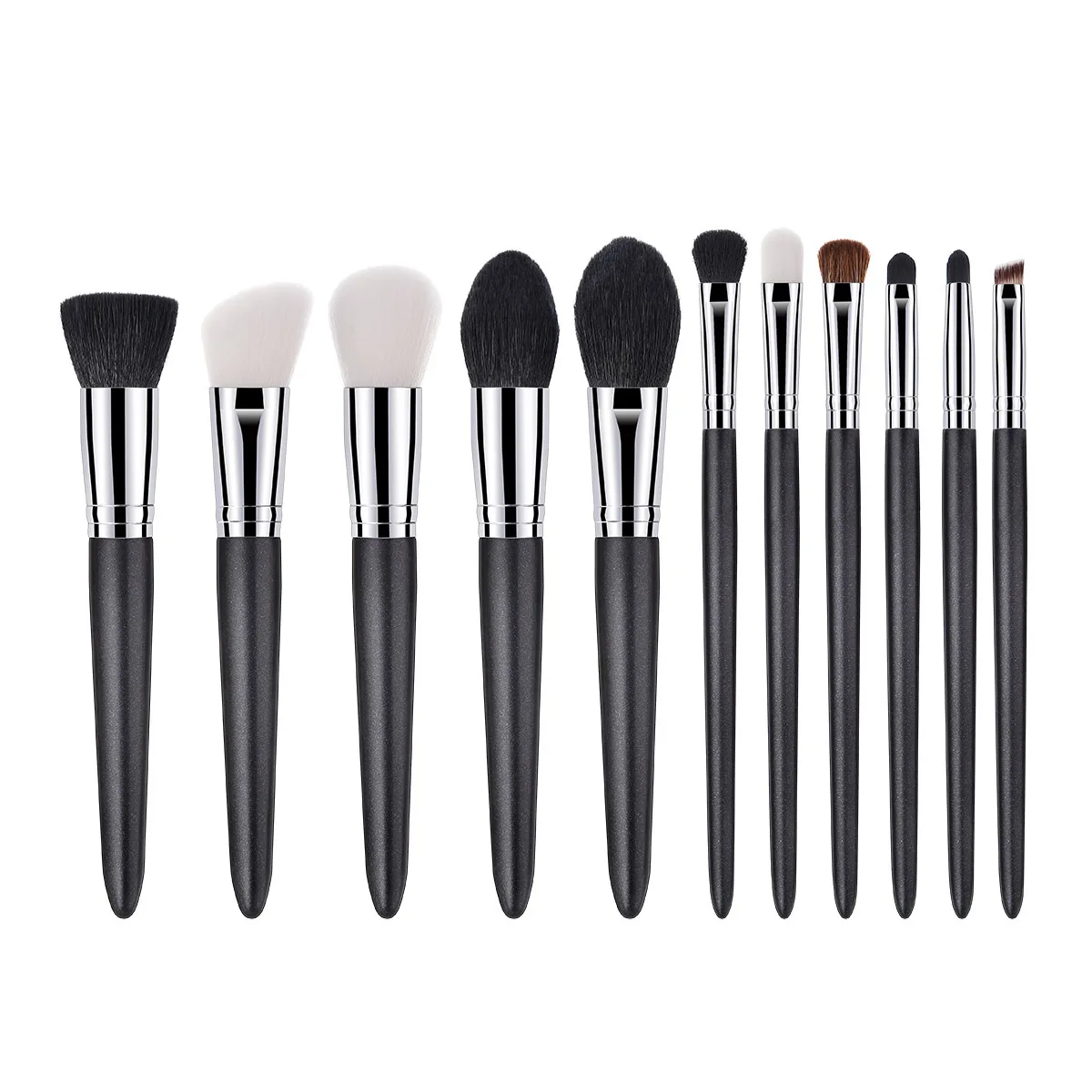 11Pcs Professional Makeup Brush Set Goat Hair Wooden Handle Face Powder Blush Eye Shadows Cosmetics Women Makeup