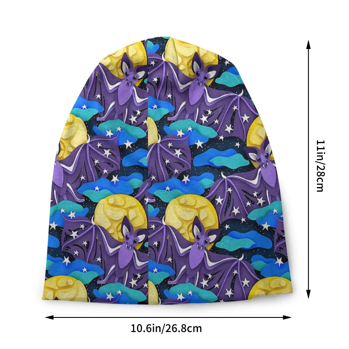 Print With Decorative Bats In The Night Sky The Bats Animals Hat Pullover Children Thin Warm Male Polyester Caps