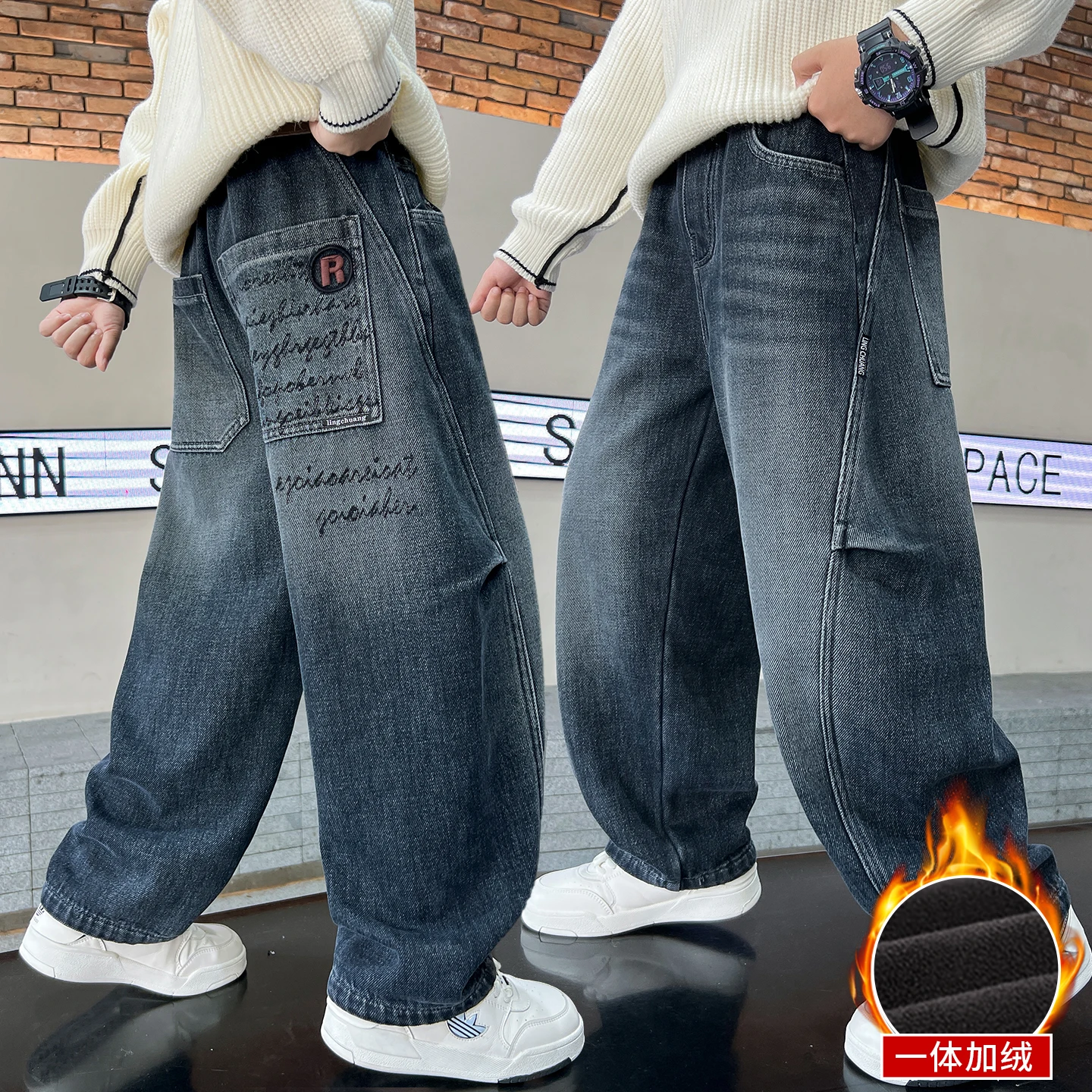 سميكة الصوف الفتيان السراويل الخريف الشتاء فضفاضة الدافئة ملابس الأطفال السراويل الاطفال موضة توين الطلاب ملابس خارجية يومية