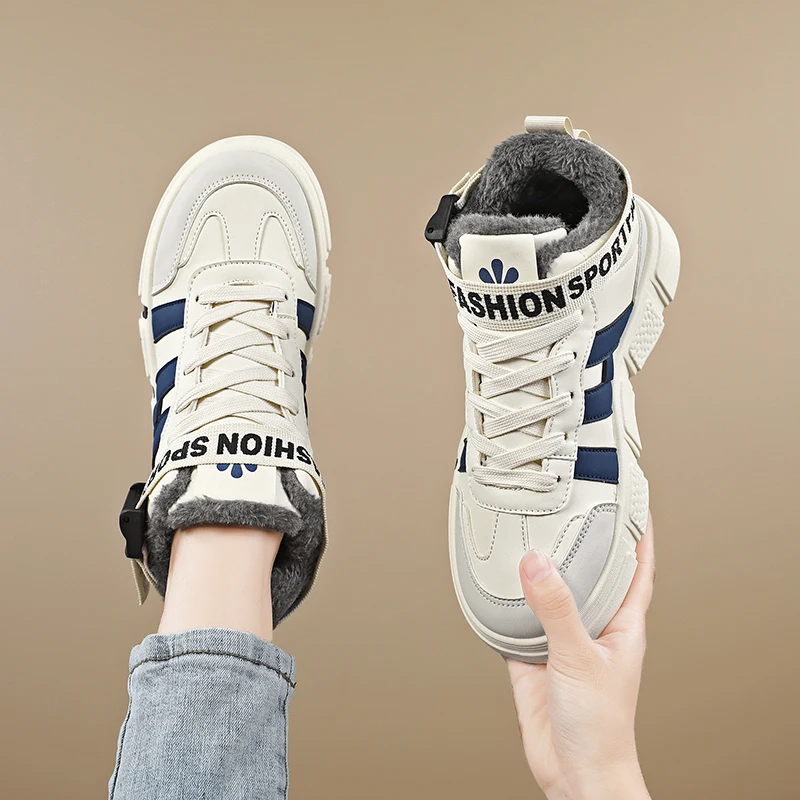 المرأة الصوف مبطن الشتاء الدافئ أحذية رسمية في الهواء الطلق مقاومة البرد عدم الانزلاق الثلوج الأحذية العصرية عالية أعلى سميكة سوليد أحذية قطنية #5
