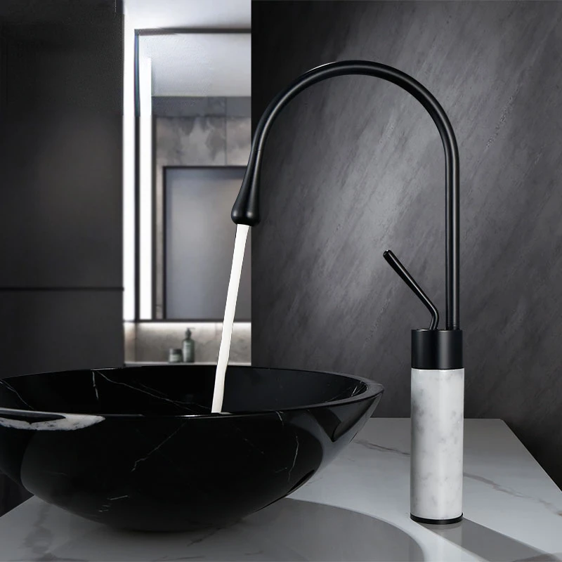 

Bathroom Black Jade Basin Hot Cold Black Sink Faucet Brass Faucet Kitchen Swivel Sink Water Crane