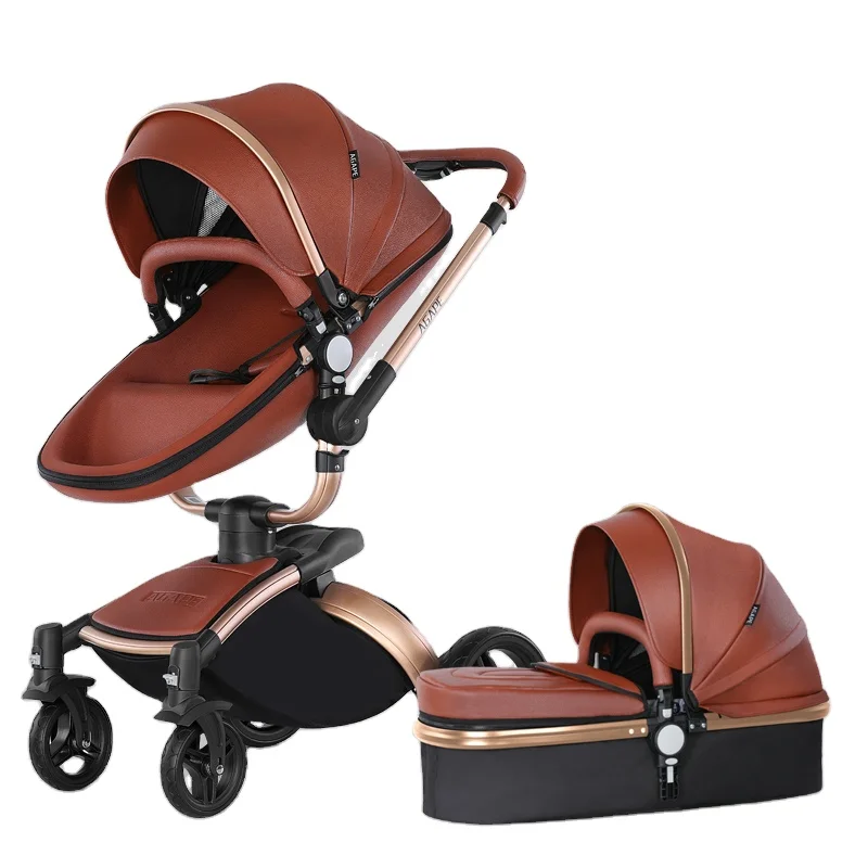 Poussette portable pliable 3 en 1 pour bébé de 3 ans, avec ceinture de sécurité à cinq points, avec matériaux de gril en alliage