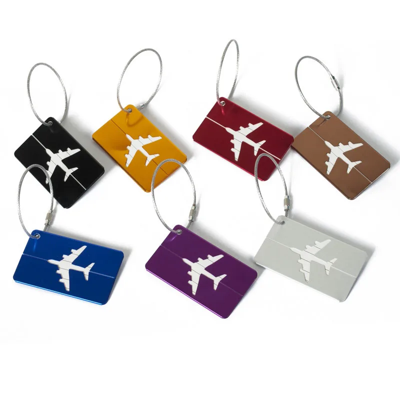 Étiquettes de bagage de voyage en métal, étiquette de nom de bagage, porte-étiquette d\'adresse de valise, étiquette de bagage en alliage