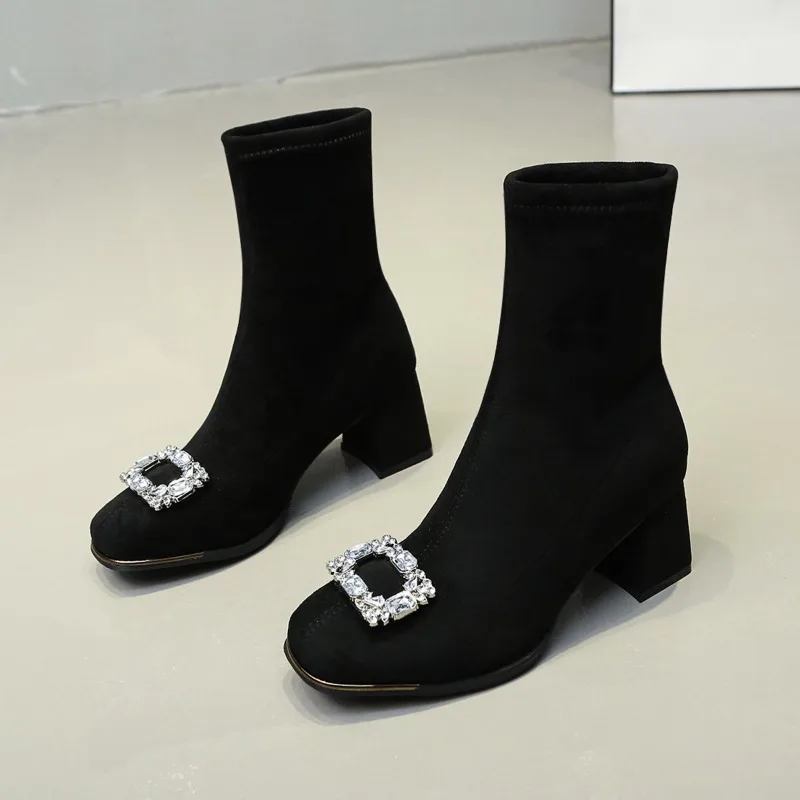 Socks Boots Short Tube Autumn Winter 2025 New Booties Pointed Toe High Heel Fashion Women