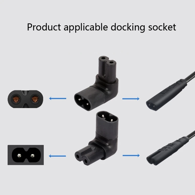 Figure 8 IEC320 C7 to C8 90 Degree UP and Down Angled,IEC C8 to C7 Power Adapter Male Female Extension Drop shipping