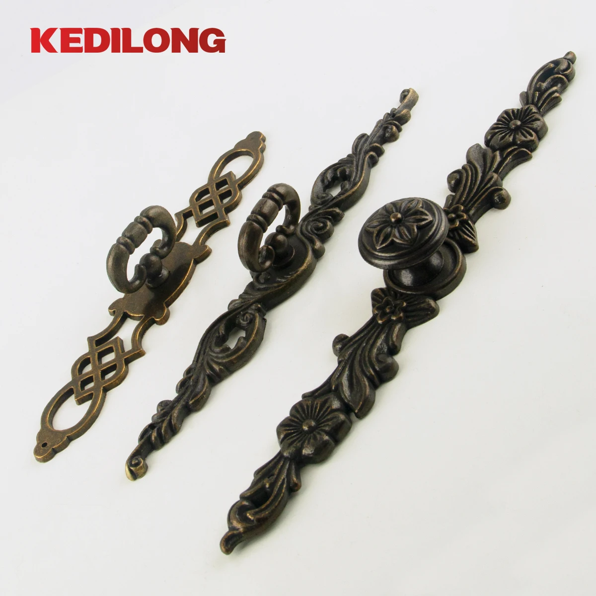 

KEDLO Furniture Hardware American Retro Pastoral Strip Handle Kitchen Cabinet Zinc Alloy Handle Drawer Wardrobe Bronze Handle