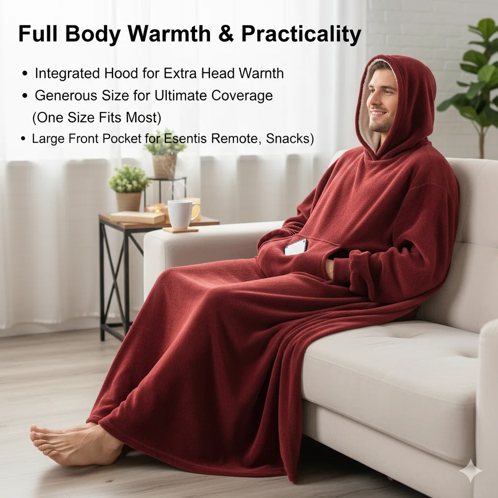 

Wearable Winter Blanket With Sleeves Ultra Soft Flannel Fleece Warm Throw With Pocket Anti-static For Couch Bed Cold Weather