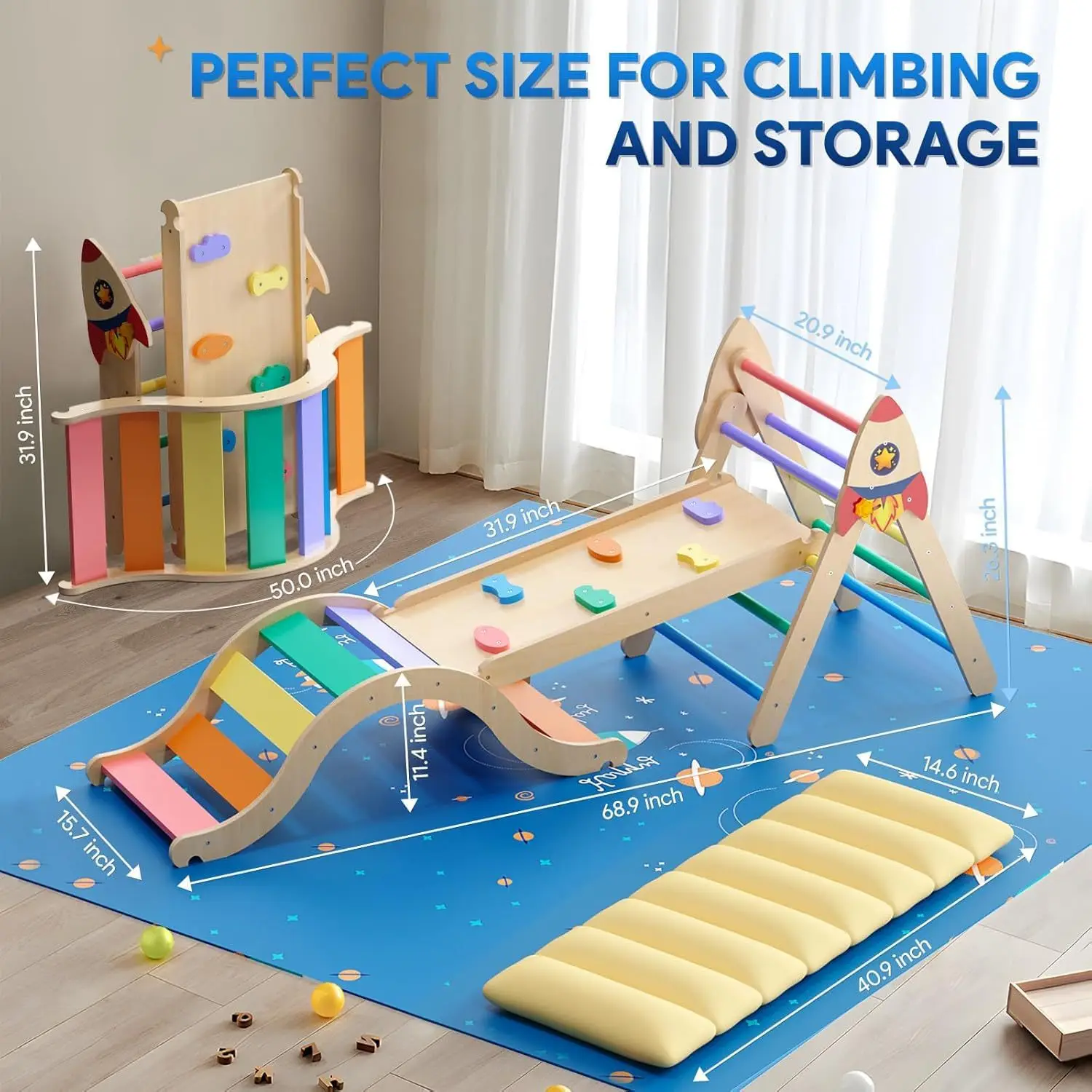 Solid Wood Versatile Climbing - Kids Outdoor Climbing Frame recension och pris