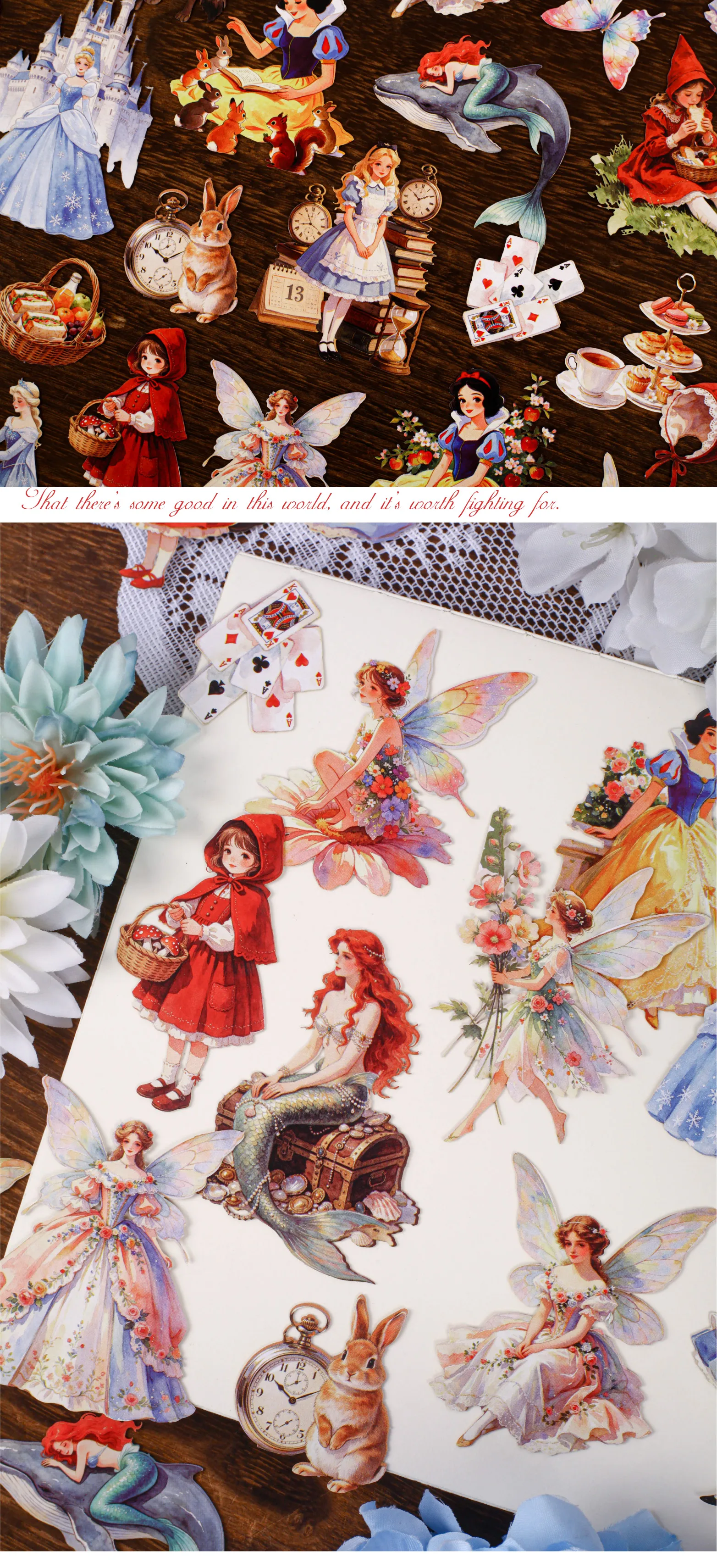 10 Stück/Packung Märchenmädchen-Aufkleber, ästhetische Stick-Etiketten, dekoratives Tagebuch- und Albummaterial, Scrapbooking-Zubehör – Detail 3