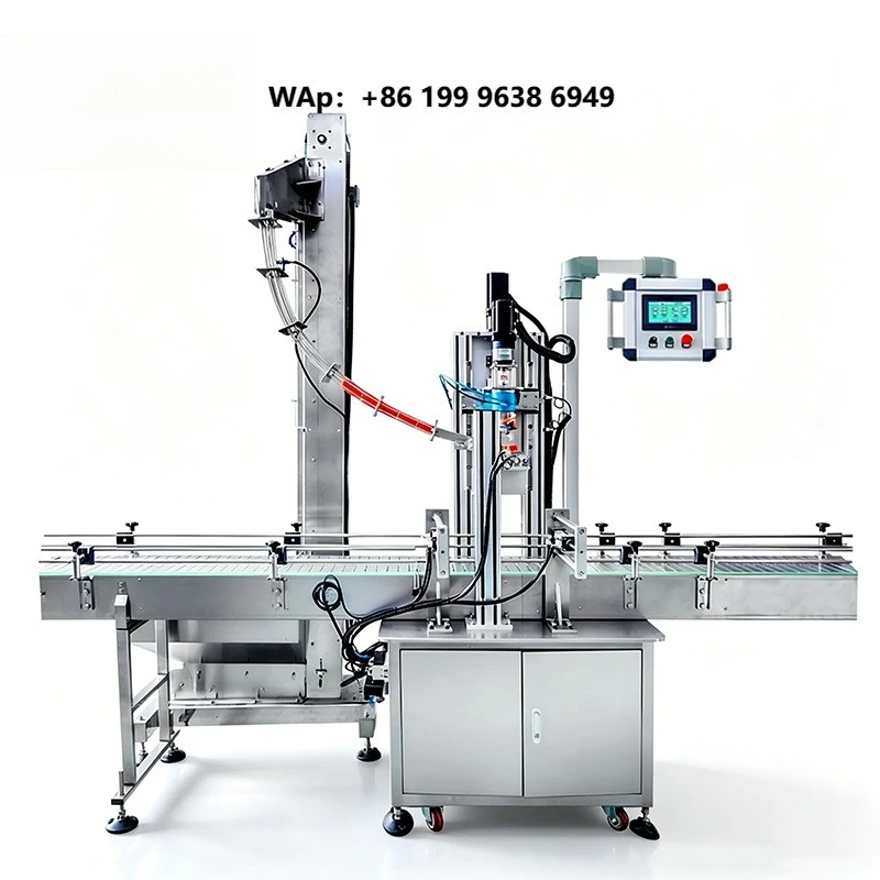 High Speed 45Pcs/min CM 100 One Head Servo Motor Screw Capping Machine With Cap Feeder Elevator Glass and Plastic Bottle Capper