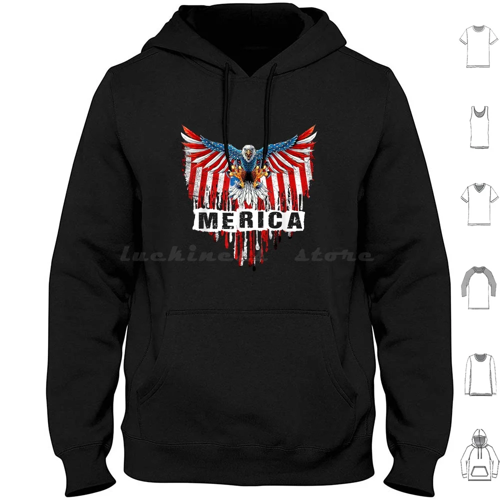 

4Th Of July Patriotic America Vintage Eagle And Usa Flag T-Shirt Hoodie cotton Long Sleeve 4Th Of July Patriotic