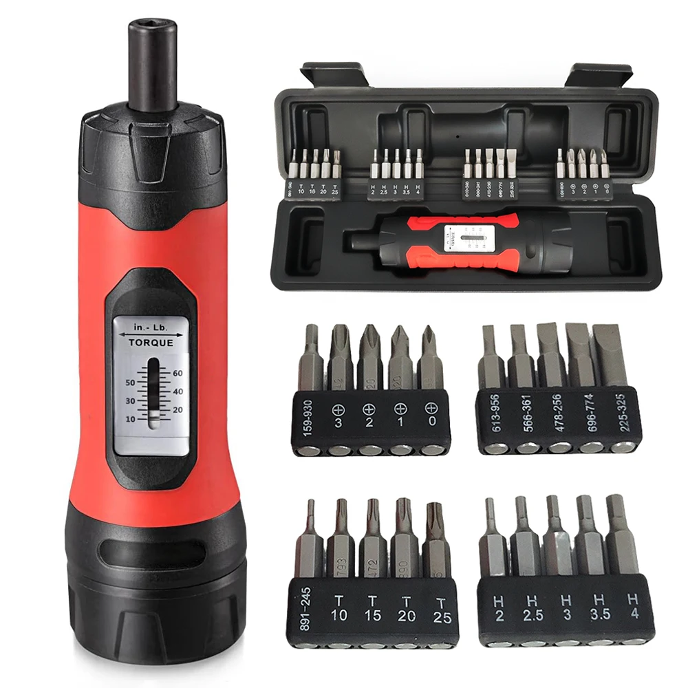 Torque Screwdriver Set Adjustable 10-65In.lb Rifle Pistol Gun Repair Mounting Tool Manual Preset Torque Driver Screwdriver